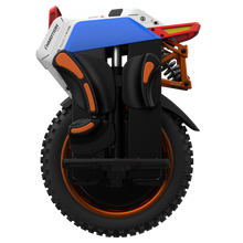 Unicycle with a blue top and black frame on a white background