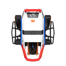 Robotic device with a digital display on a white background