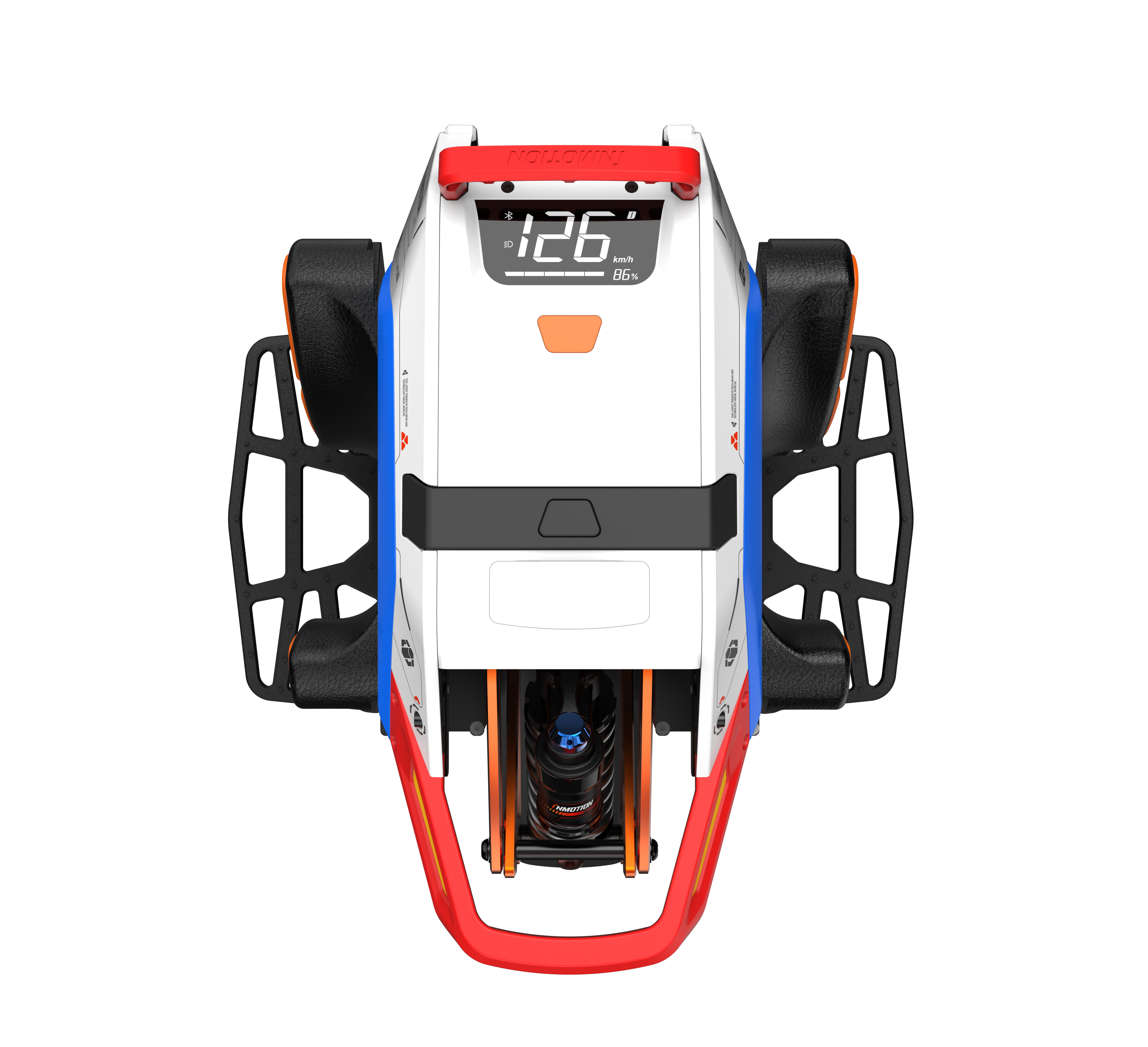 Robotic device with a digital display on a white background