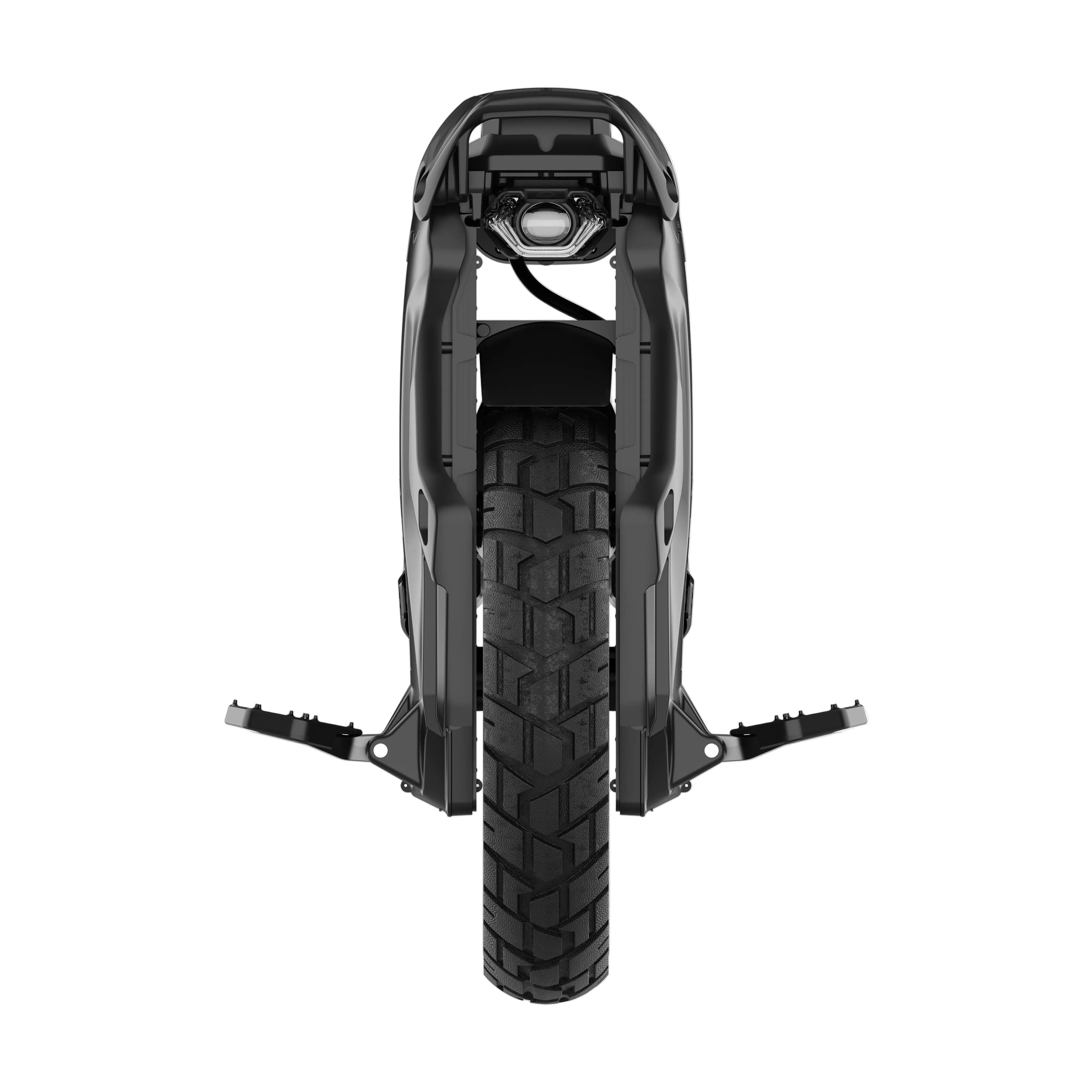Black scooter wheel with tire on a white background