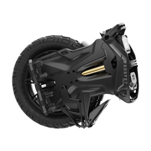 Black off-road vehicle wheel with suspension components on a white background