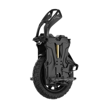 Black off-road vehicle wheel with suspension system on a white background