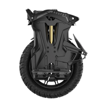 Black off-road vehicle wheel with visible branding on a white background