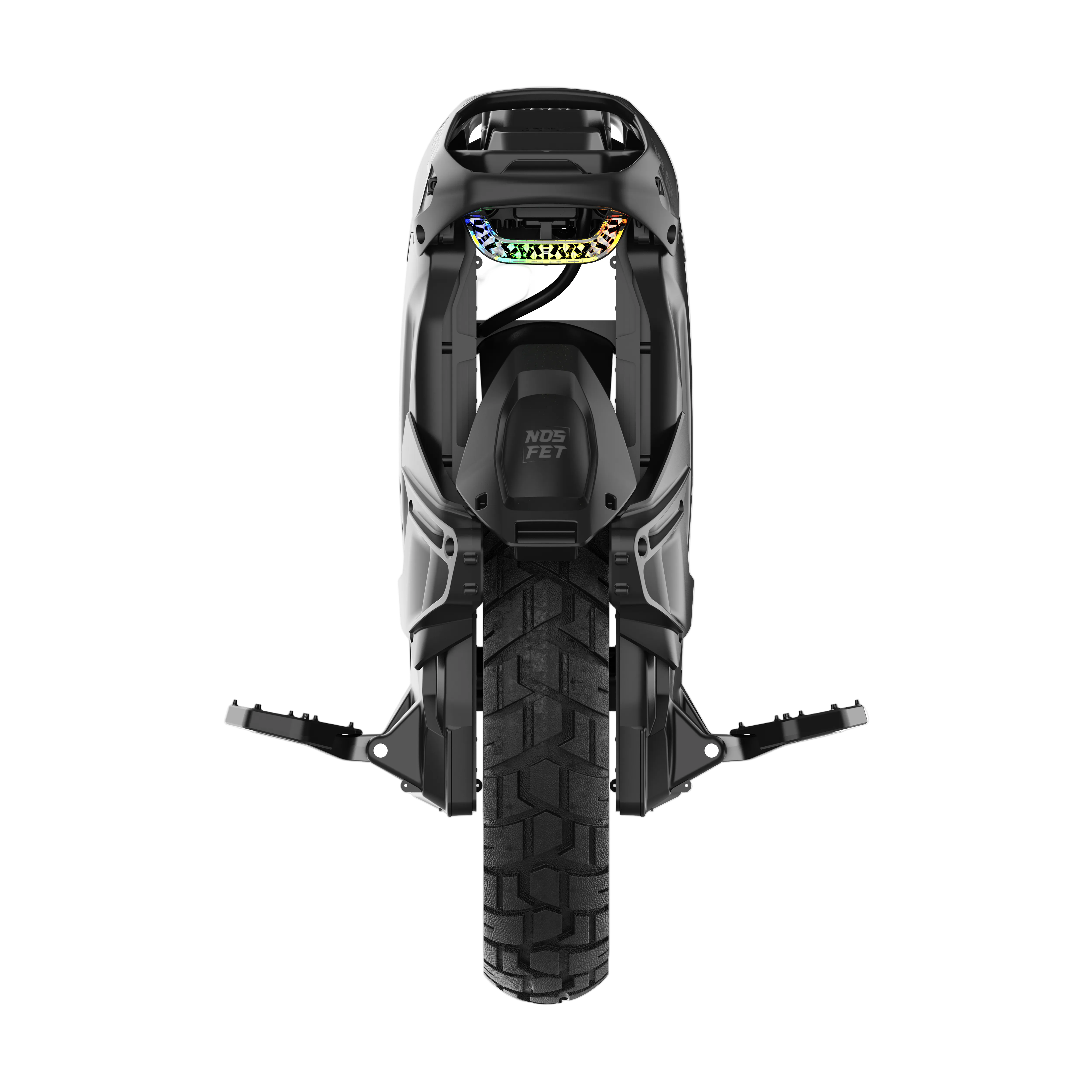 Black electric unicycle on a white background