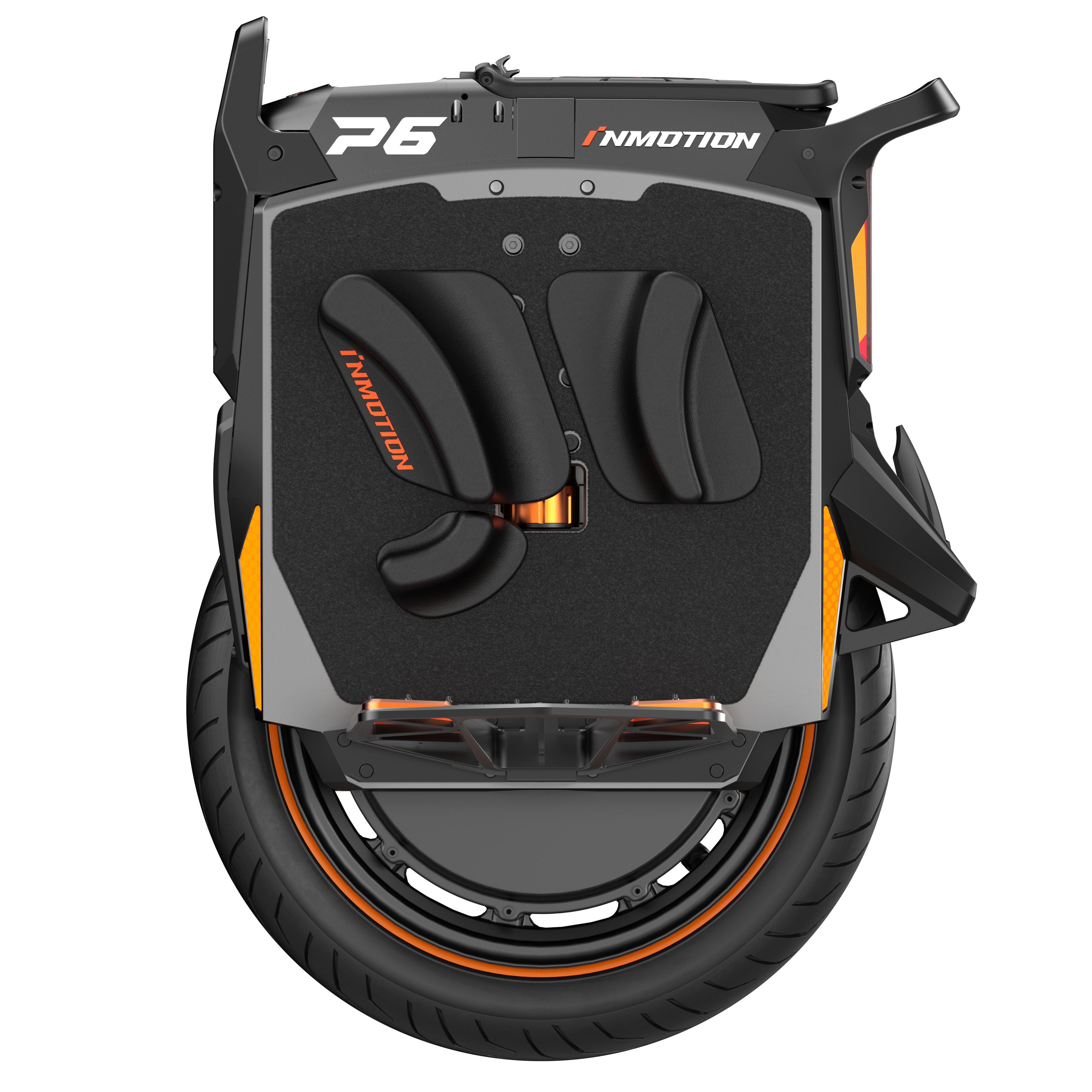 Black and orange personal mobility device with 'P6' and 'INMOTION' branding on a white background