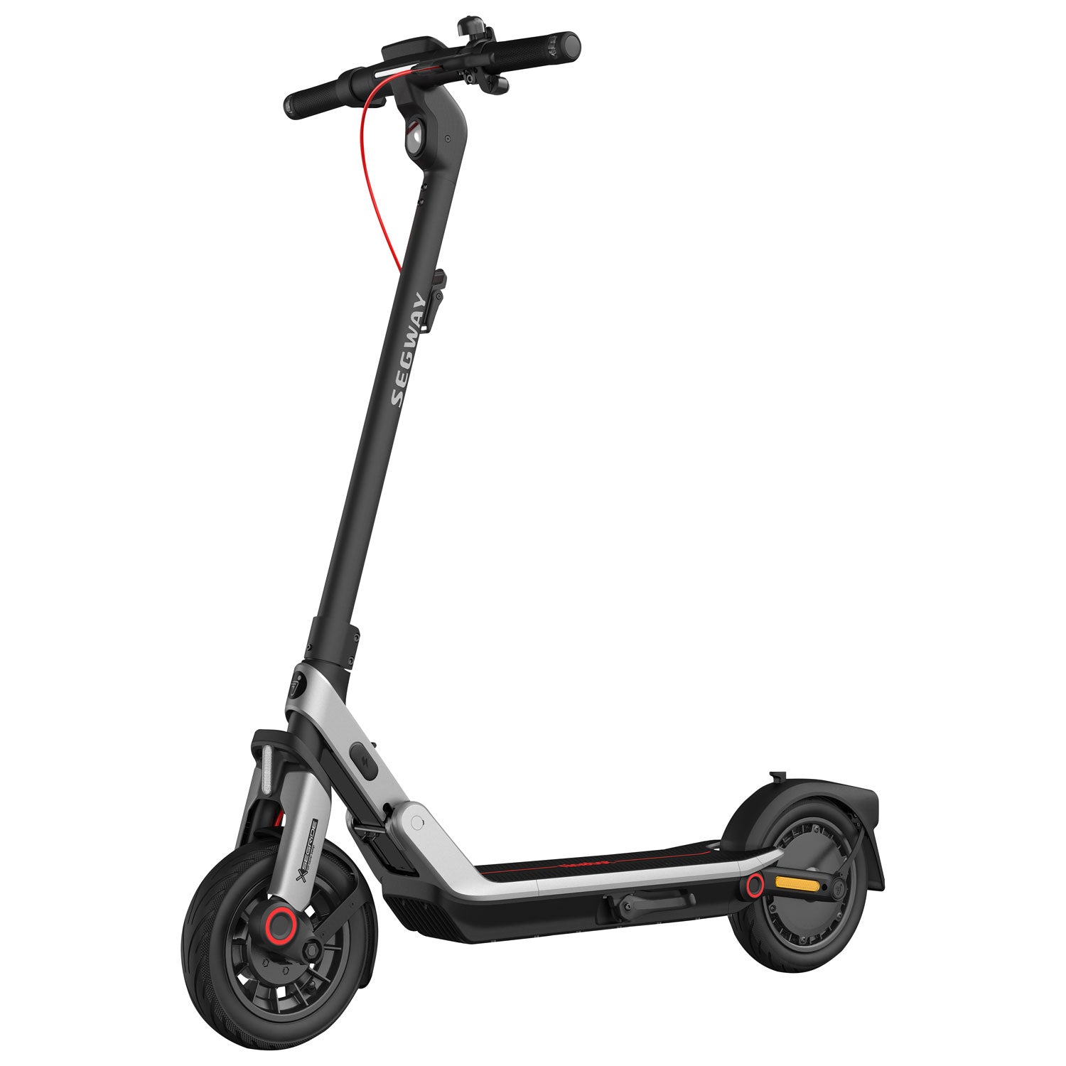 Electric scooter with black and gray design on a white background