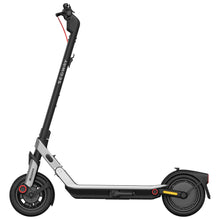 Black and silver electric scooter on a white background