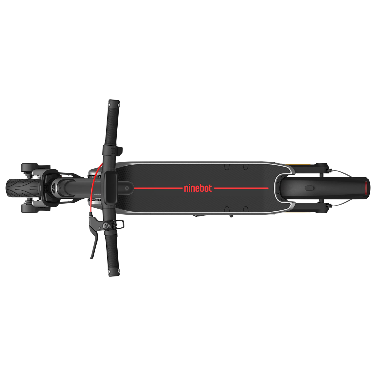 Black electric scooter with 'ninebot' branding on a white background